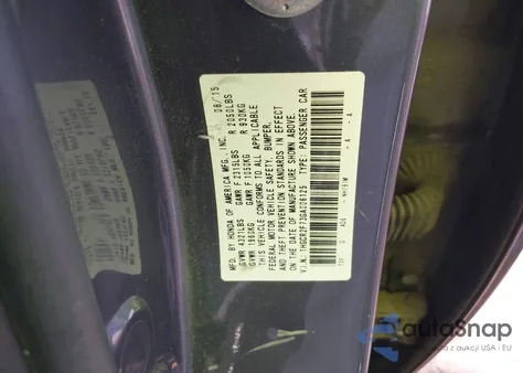 2016 Honda Accord Ex z USA, uszkodzony, nr VIN 1HGCR2F73GA006125